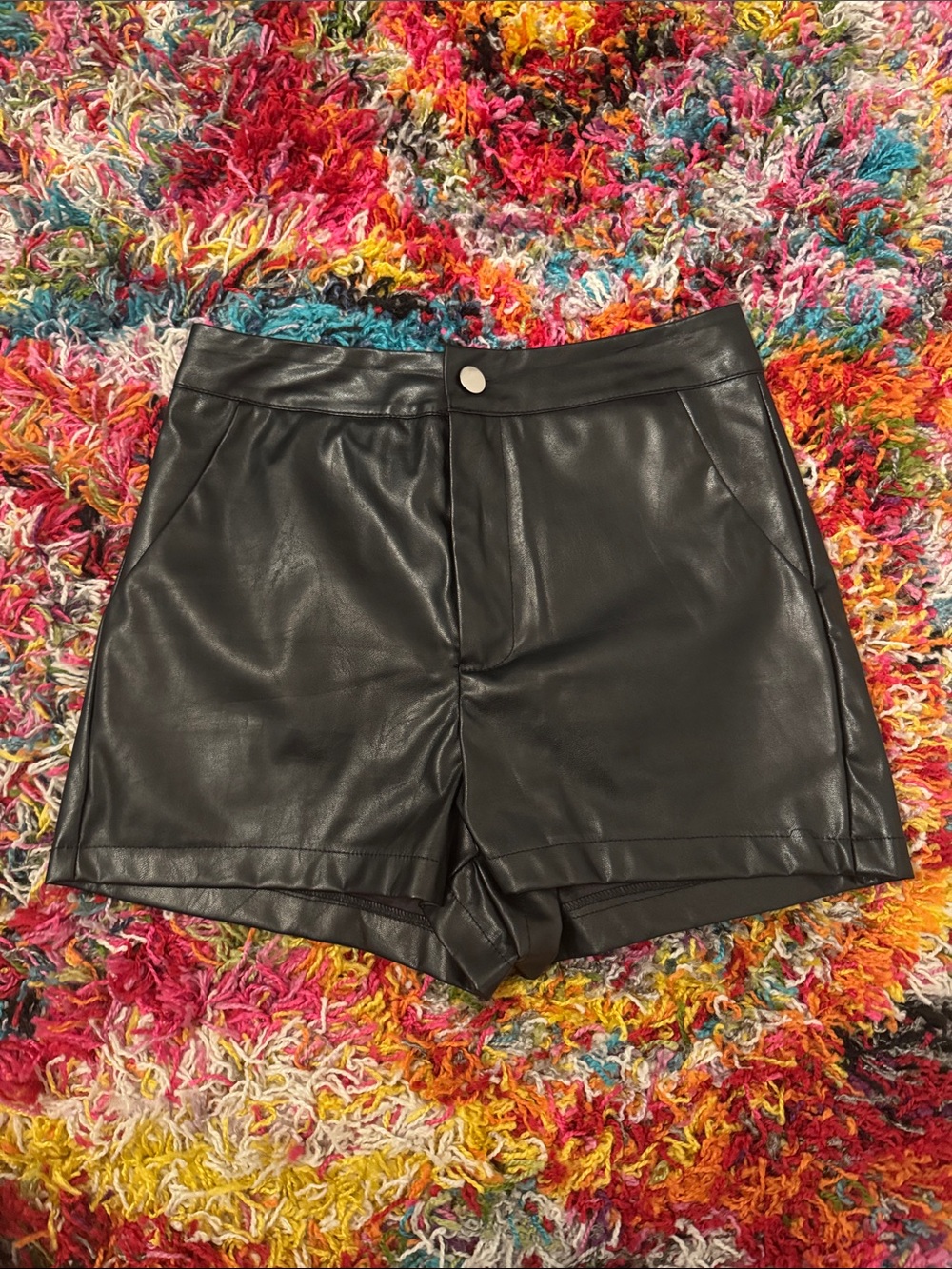 Amazon Black High-Waist Faux Leather Women’s Shorts